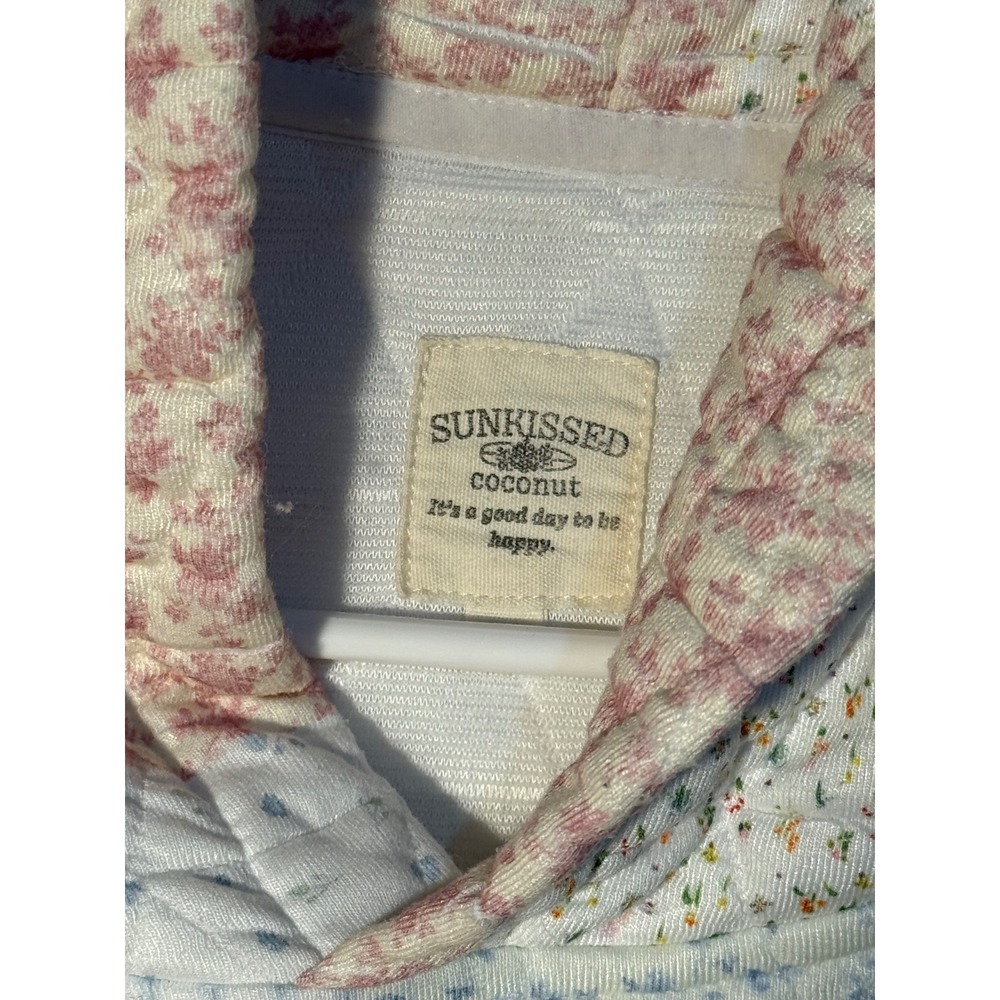 Sunkissed Coconut Quilted Patchwork Floral Hoodie Pastel Cottagecore Pullover - Picture 2 of 5